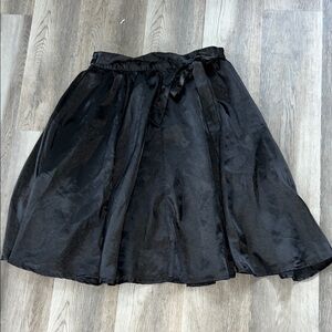 Lovely Cato Black Fancy Silky Flowy A Line Skirt Medium